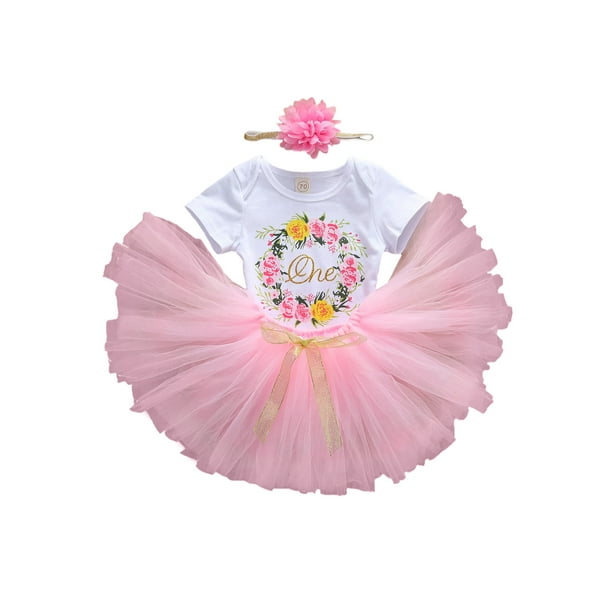 Toddler Kids Baby Girls 1st Birthday Tops Romper Skirt Dress Outfits Clothes Set 